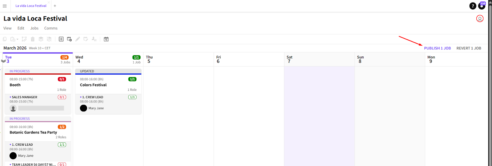 Publish button